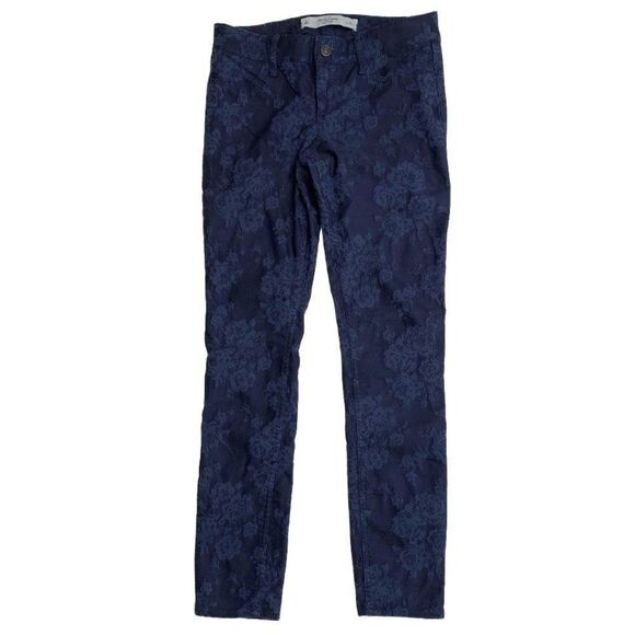 Abercrombie & Fitch Dark Blue Floral Stretch Jegging Jeans Sz 0 w25 - Picture 5 of 7